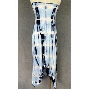 Raviya Strapless Cover up Dress Ruffled Hem Navy Tie-Dye Small New With Tags's.